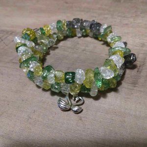 Green Crackle Quartz Wrap Around Bracelet